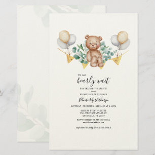 Budget Bear Eucalyptus Greenery Baby Shower Stationery