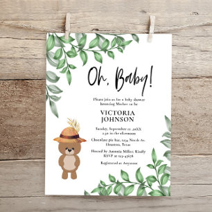 Budget Bear in the Wood Baby Shower Invitation