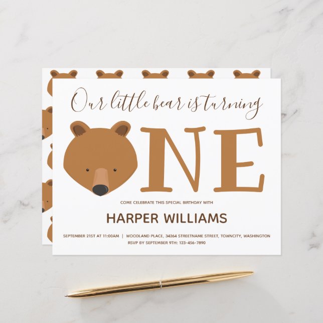 Budget Bear One Baby 1st Birthday (Front/Back In Situ)