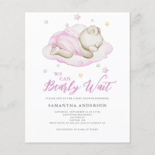 Budget Bearly Wait Girl Baby Shower Invitation Flyer