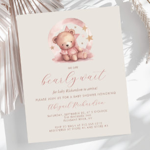 Budget Bearly Wait Pink Girl Bear Baby Shower