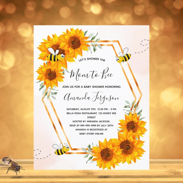 Budget Bee Baby shower sunflowers invitation (Creator Uploaded)