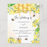 Budget Bee wedding yellow florals invitation