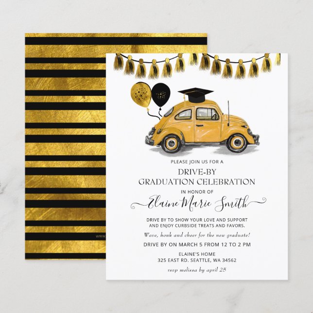 Budget Beetle Drive By Graduation Invitation (Front/Back)