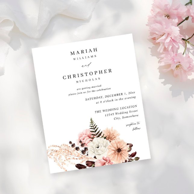 Budget Beige & Blush Pink Rustic Floral Wedding Flyer (Creator Uploaded)