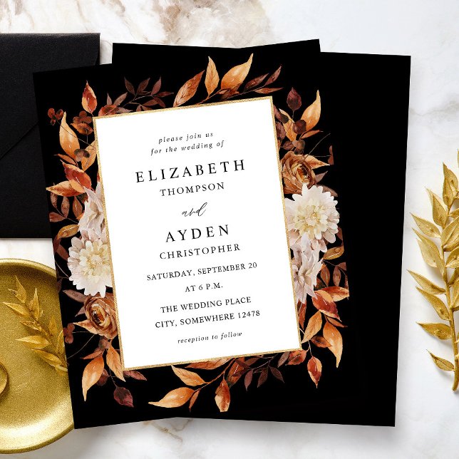 Budget Beige Fall Floral 2 Wedding - Black (Creator Uploaded)