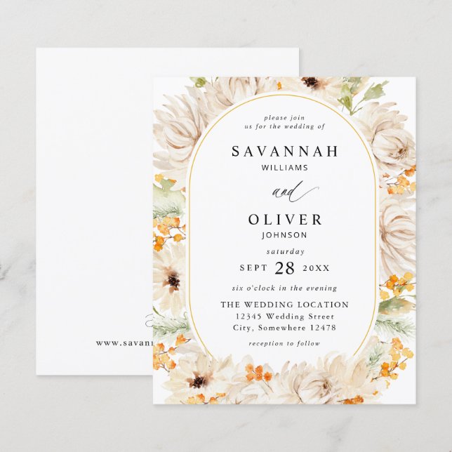 Budget Beige & Orange Floral Wedding 2 (Front/Back)