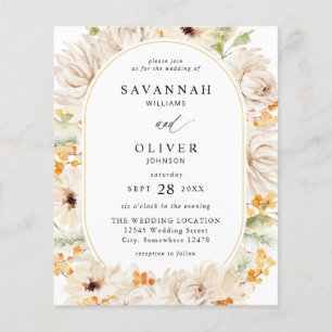 Budget  Beige & Orange Floral Wedding 2 Flyer