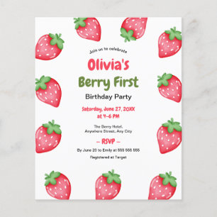 Budget Berry First Birthday 1st Birthday Invite Flyer