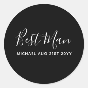 BUDGET Bestman Groomsman GIFTS Classic Black Round Sticker