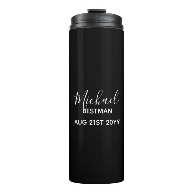 BUDGET Bestman Groomsman GIFTS Classic Black Thermal Tumbler (Front)