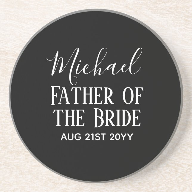 BUDGET Bestman Groomsmen Gifts Black White Coaster (Front)