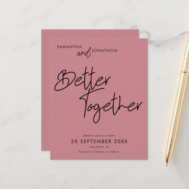 Budget Better Together Dusty Rose Save The Date (Front/Back In Situ)
