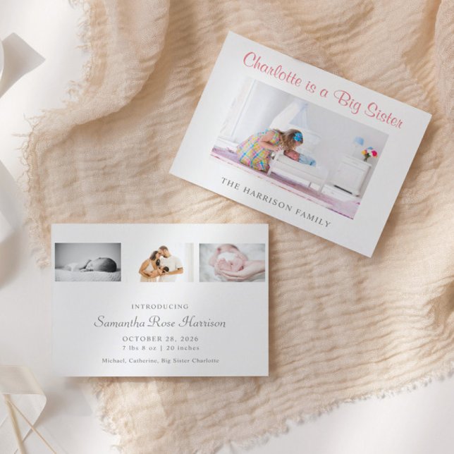 Budget Big Sister Photo New Baby Announcement (Creator Uploaded)