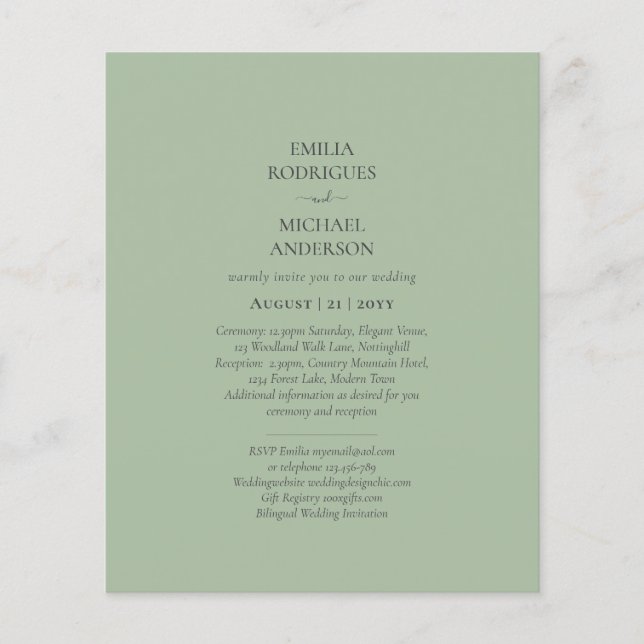 BUDGET Bilingual Double-Sided Sage Monochrome Flyer (Front)