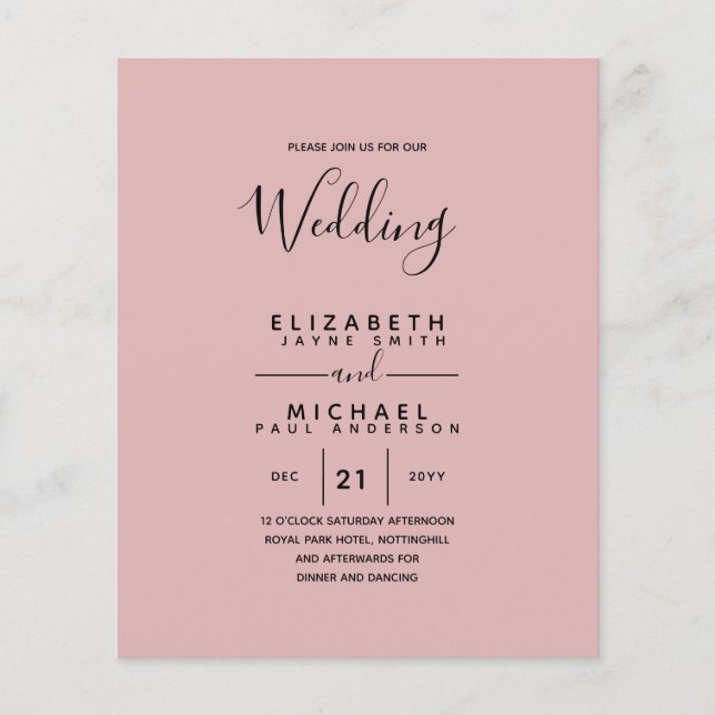 Budget Bilingual Spanish BODA English Wedding Flyer (Front)