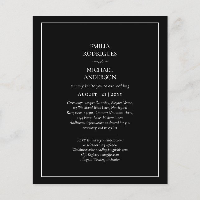BUDGET Bilingual Wedding Text Both Sides Invite Fl Flyer (Front)