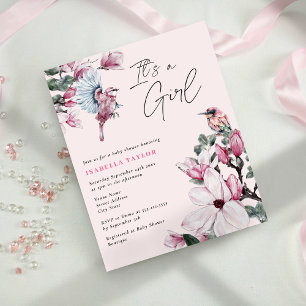 Budget Birds & Pink Floral Girl Baby Shower