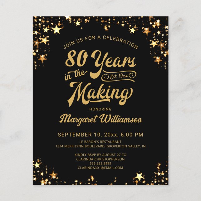 Budget Birthday 80 YEARS IN THE MAKING Invitation (Front)