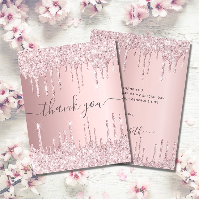 BUDGET Birthday blush pink glitter drips thank you (Creator Uploaded)