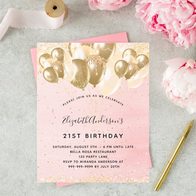 Budget birthday blush pink gold glitter balloons (Creator Uploaded)