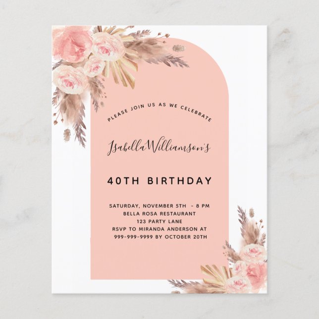 Budget birthday blush pink pampas grass rose gold (Front)
