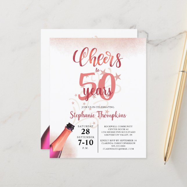 Budget Birthday CHEERS TO # YEARS Rose Gold (Front/Back In Situ)