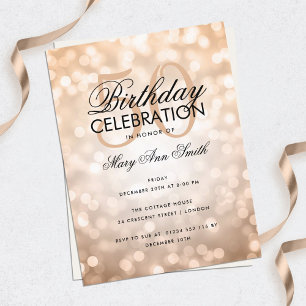 Budget Birthday Copper Sparkle Light Invite Postcard