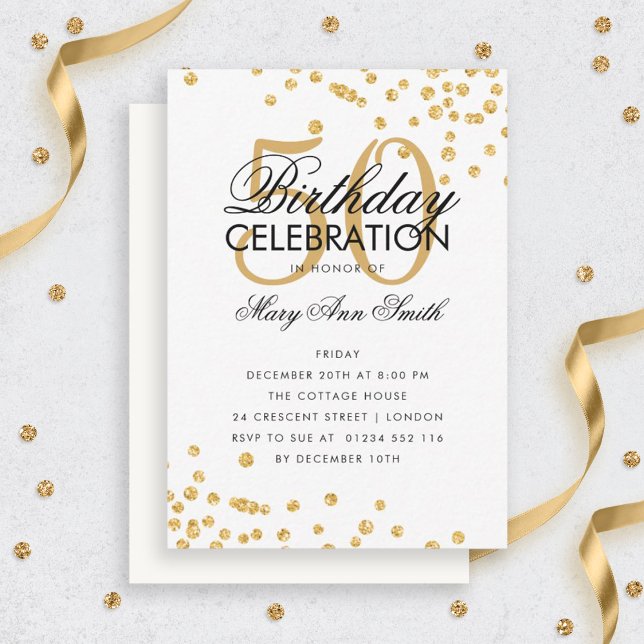 Budget Birthday Glitter Confetti Gold Invite (Creator Uploaded)