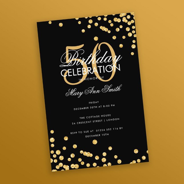 Budget Birthday Gold Glitter Confetti Black Flyer (Creator Uploaded)