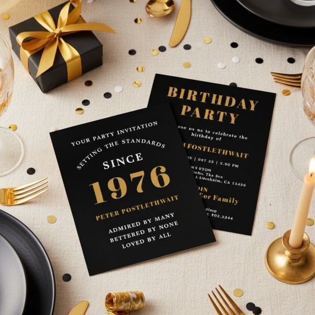 Budget Birthday Invitation Black And Gold Flyer (Budget black and gold birthday invitation)