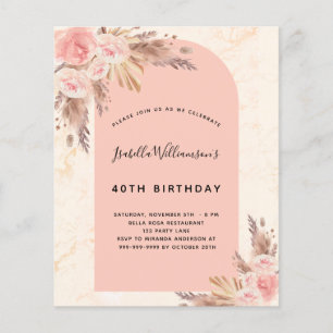 Budget birthday pampas grass rose gold blush pink