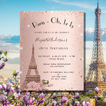 Budget birthday Paris rose gold Eiffel invitation<br><div class="desc">A modern, stylish and glamourous invitation for a 18th (or any age) birthday party, parisian theme. A faux rose gold metallic looking background with faux glitter sparkles and the Eiffel tower with some flowers. The name is written with a modern hand lettered style script. Personalise and add your party details....</div>