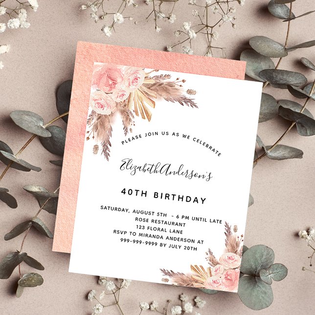 Budget Birthday party boho pampas grass rose gold (Creator Uploaded)