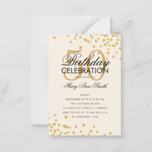 Budget Birthday Party Glitter Confetti Gold Invite
