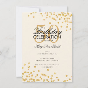 Budget Birthday Party Gold Glitter Confetti  Invitation