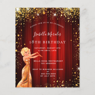 Budget birthday party red gold glitter dress movie