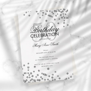 Budget Birthday Party Silver Glitter Confetti Invitation