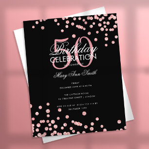 Budget Birthday Rose Gold Glitter Black Flyer