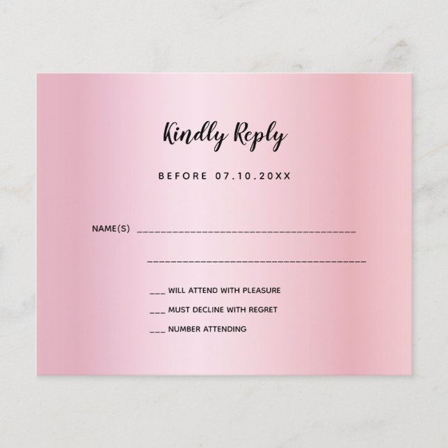 Budget birthday rose gold purple bow RSVP (Front)