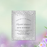 Budget birthday silver glitter sparkles invitation<br><div class="desc">For an elegant 40th (or any age) birthday party. A faux silver metallic looking background. Decorated with faux glitter.  Personalise and add a name and party details. The name is written with a hand lettered style script</div>