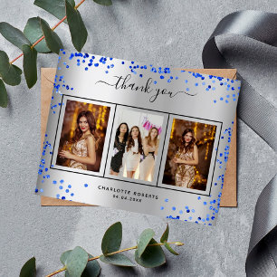 Budget birthday silver royal blue photo thank you