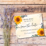 Budget birthday sunflower eucalyptus save the date<br><div class="desc">A trendy Save the Date for a 40th (or any age) birthday party. A stylish white background decorated with eucalyptus greenery, sunflowers, golden foliage and faux gold glitter dust. Personalise and add a date, name and text. The text: Save the Date is written with a large trendy hand lettered style...</div>