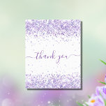 Budget Birthday violet glitter dust thank you<br><div class="desc">A feminine and elegant birthday thank you card. A chic white background. With purple,  violet faux glitter dust. On front large hand lettered script and the text: Thank You.
Back: Personalise and add Your thank you note and name. The name is written with a modern hand lettered style script.</div>