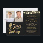 Budget Birthday YEARS IN THE MAKING 2 Photo Invitation<br><div class="desc">A budget-friendly photo birthday party invitation printed on 4.5x6.25-inch heavy-weight 110 lb semi-gloss paper instead of cardstock to celebrate any age birthday for him or her. The black and gold design features an editable retro calligraphy script typography design stating # YEARS IN THE MAKING which incorporates their age and birth...</div>