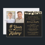 Budget Birthday YEARS IN THE MAKING 2 Photo Invitation<br><div class="desc">A budget-friendly photo birthday party invitation printed on 4.5x6.25-inch heavy-weight 110 lb semi-gloss paper instead of cardstock to celebrate any age birthday for him or her. The black and gold design features an editable retro calligraphy script typography design stating # YEARS IN THE MAKING which incorporates their age and birth...</div>