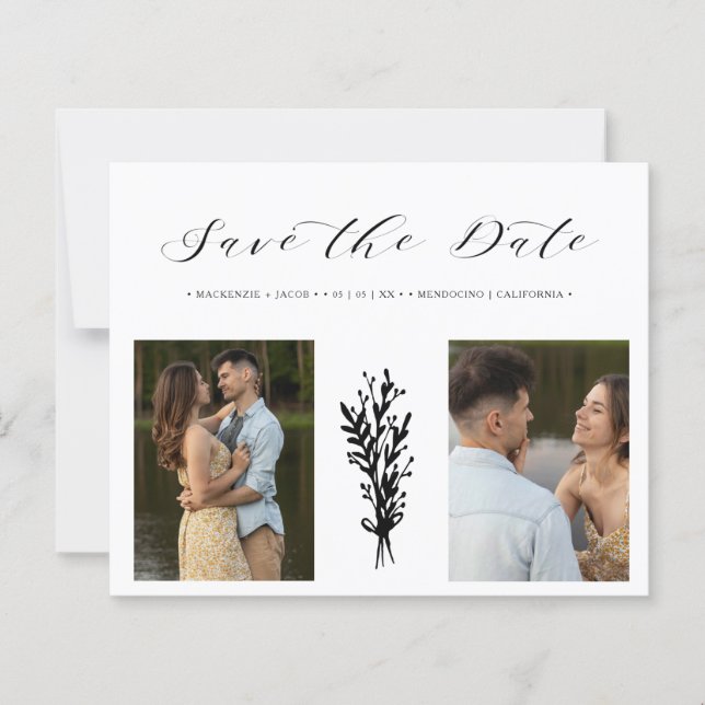 Budget Black 2 Photos Collage Wedding Branches (Front)