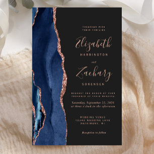 Budget Black Agate Rose Gold Wedding Invitation