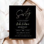 Budget Black and Gold Script 60th Birthday Flyer<br><div class="desc">Celebrate turning 60 in style with a Minimalist Script Black and Gold Birthday Invitation! Featuring sleek black and gold accents, elegant script typography, and a clean, modern design, this invitation sets the tone for a sophisticated celebration. Perfect for any venue, from chic lounges to intimate gatherings, it combines timeless elegance...</div>
