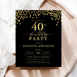 Budget Black And Gold Script Forty 40th Birthday Flyer<br><div class="desc">Set the stage for an elegant celebration with a Black and Gold Script Birthday Invitation! Featuring luxurious gold script on a sleek black background, this design exudes sophistication and timeless charm. Perfect for milestone birthdays or any stylish event, it effortlessly combines classic elegance with modern flair. Whether it’s a grand...</div>
